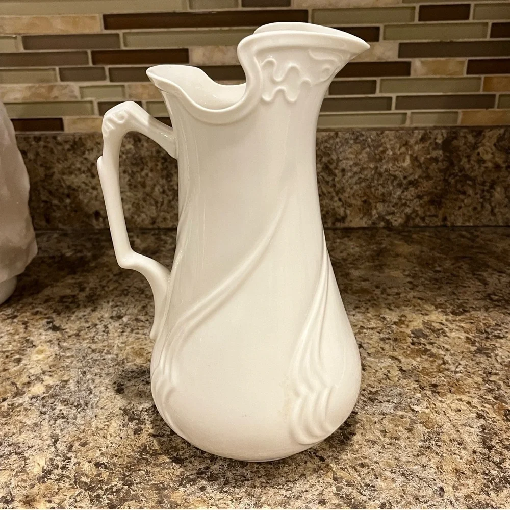 Vintage I. Godinger & Co. Embossed Ivory Porcelain Pitcher